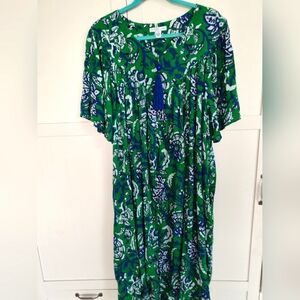 Go Softly Women's 1X (14-20) Easy Wear Lounge Dress Company At Home Pockets